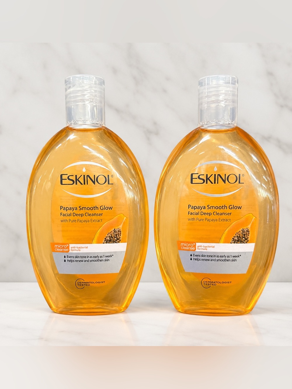 2x Eskinol Papaya Smooth Glow Facial Deep Cleanser 225mL Sealed